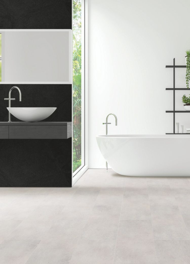 bathroom design with luxury vinyl tile flooring